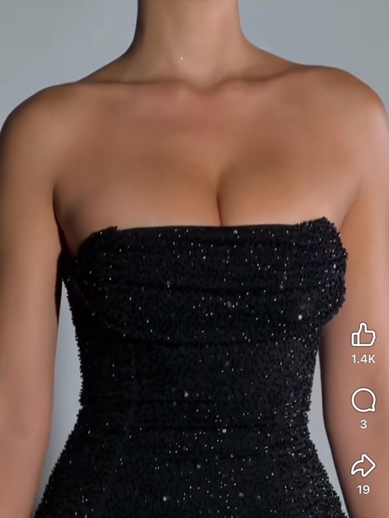 Oh Polly Dresses & Skirts - Oh Polly Black Strapless Sequin Evening Dress